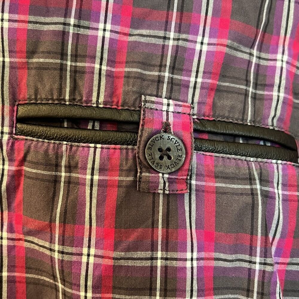 Black scale men’s plaid button down M - Picture 2 of 4